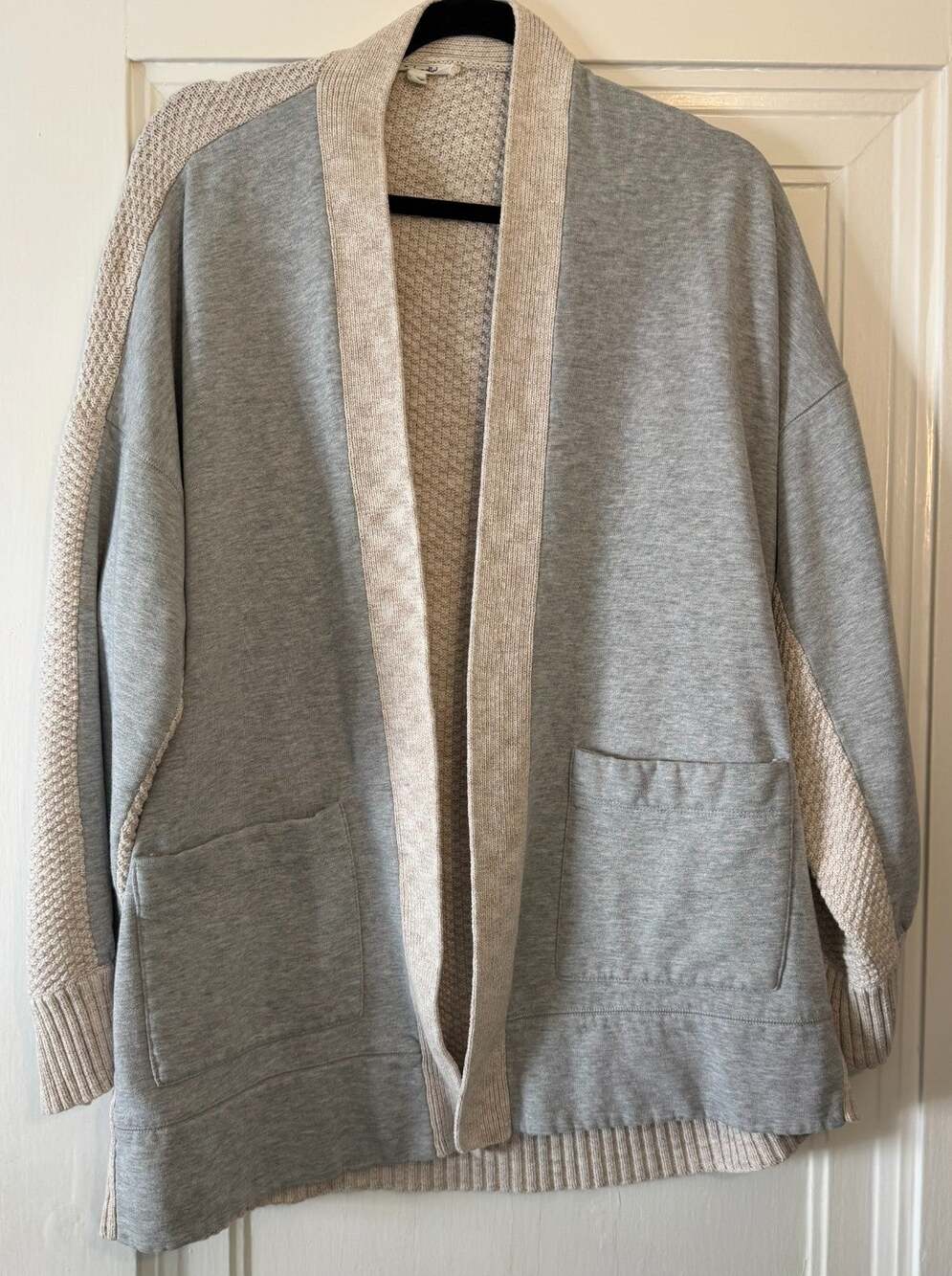 Splendid Women's Cotton 2 Tone Grey & Flax Grandpa Cardigan w/ Pockets XL